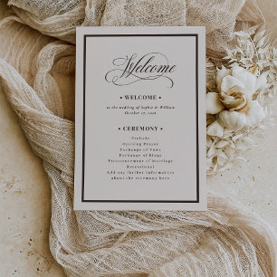Classic Ivory and Brown Luxe Neutral Wedding Program