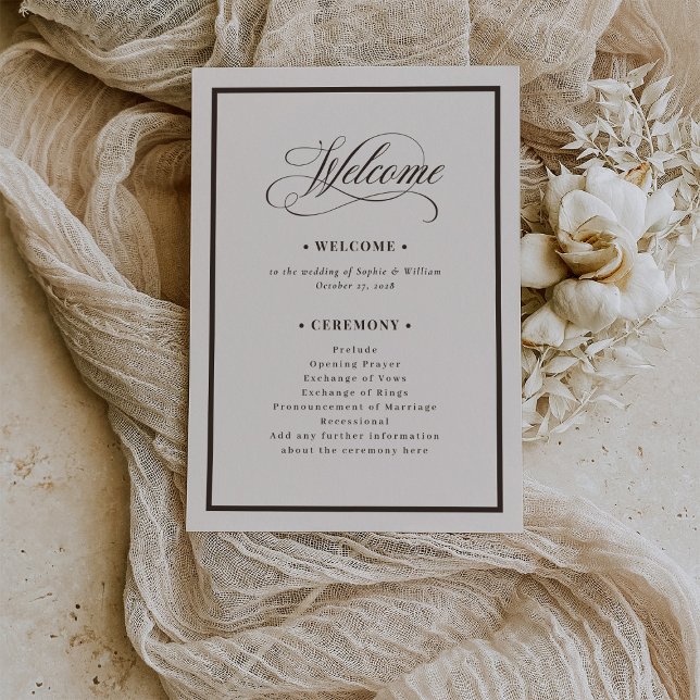 Classic Ivory and Brown | Luxe Neutral Wedding Program (Creator Uploaded)