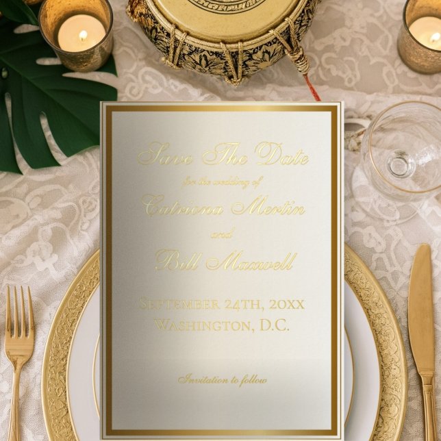 Classic Ivory and Gold Elegant Save the Date (Creator Uploaded)
