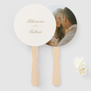 Classic Ivory and Gold Photo Timeless Wedding Hand Fan