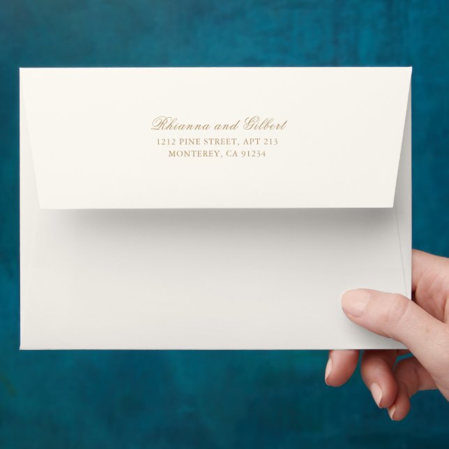 Classic Ivory and Gold Timeless Wedding Envelope (Hand)
