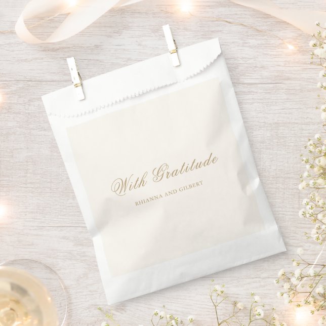 Classic Ivory and Gold Timeless Wedding Favour Bag (Clipped)