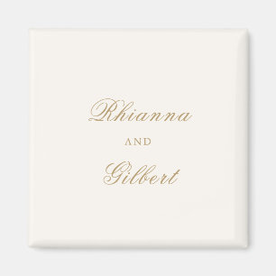 Classic Ivory and Gold Timeless Wedding Magnet