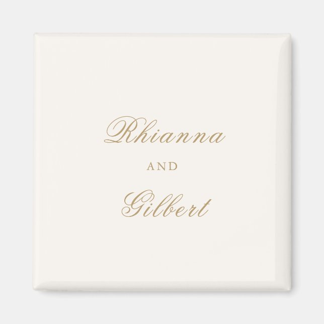 Classic Ivory and Gold Timeless Wedding Magnet (Front)