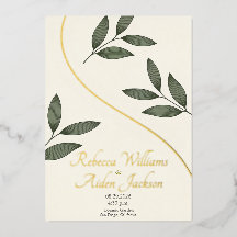 Classic Ivory and Rose Gold Foil Wedding Invitatio
