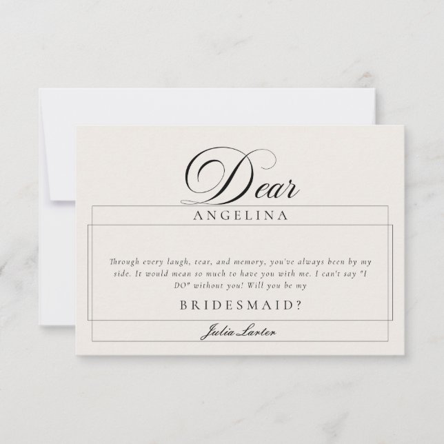 Classic Ivory Black Bridesmaid Proposal Cards (Front)