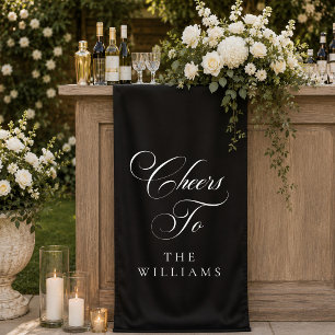 Classic Ivory Black Calligraphy Cheers To Banner