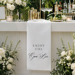 Classic Ivory Black Calligraphy Wedding Open Bar Banner