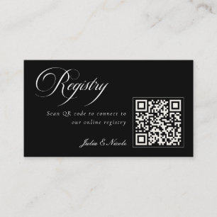 Classic Ivory Black QR Code Wedding Registry Enclosure Card