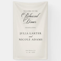 Classic Ivory Black Rehearsal Dinner Banner Sign