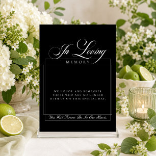 Classic Ivory Black Script In loving Memory Sign Invitation