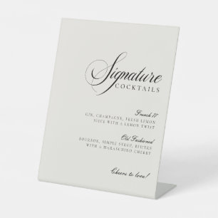 Classic Ivory Black Signature Drinks Wedding Sign
