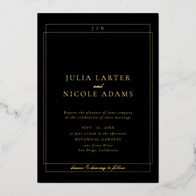 Classic Ivory Black Simple Minimalist Wedding (Front)