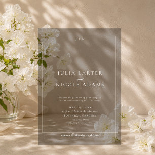 Classic Ivory Black Simple Minimalist Wedding Acrylic Invitations