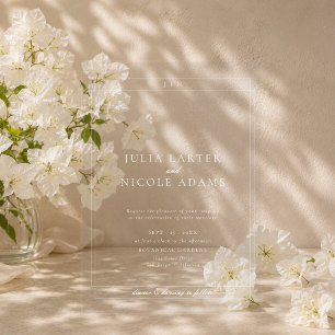 Classic Ivory Black Simple Minimalist Wedding Acrylic Invitations