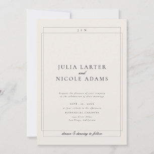 Classic Ivory Black Simple Minimalist Wedding Invitation