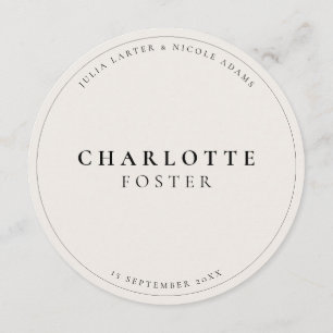 Classic Ivory Black Wedding Guest Place Card Menu