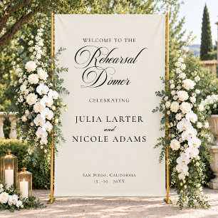 Classic Ivory Black Wedding Rehearsal Dinner Banner