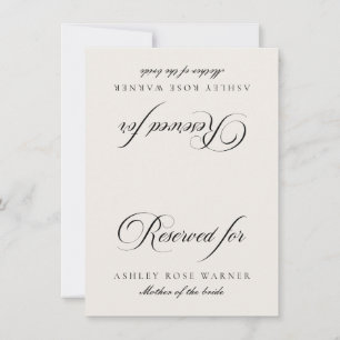 Classic Ivory Black Wedding Reserved Table Card