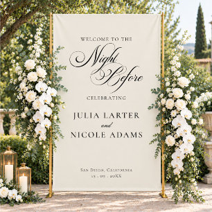 Classic Ivory Black Wedding The Night Before Banner