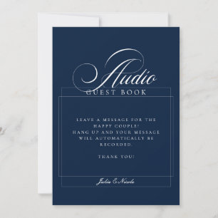 Classic Ivory Blue Audio Guest Book Wedding Sign Invitation