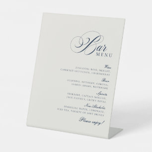 Classic Ivory Blue Bar Drinks Menu Wedding Sign