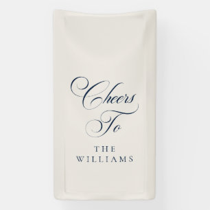Classic Ivory Blue Calligraphy Cheers To Banner