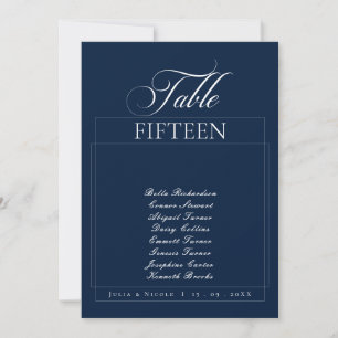 Classic Ivory Blue Calligraphy Name Table Number