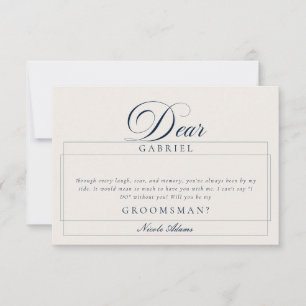 Classic Ivory Blue Groomsman Proposal Cards