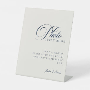 Classic Ivory Blue Photo Guest Book Wedding Sign