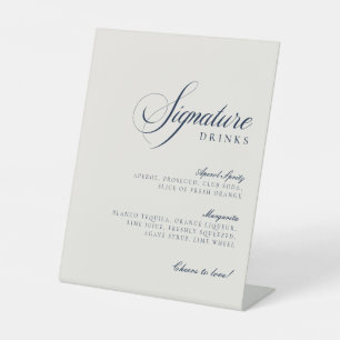 Classic Ivory Blue Signature Drinks Wedding Sign