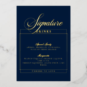 Classic Ivory Blue Wedding Signature Drinks Sign