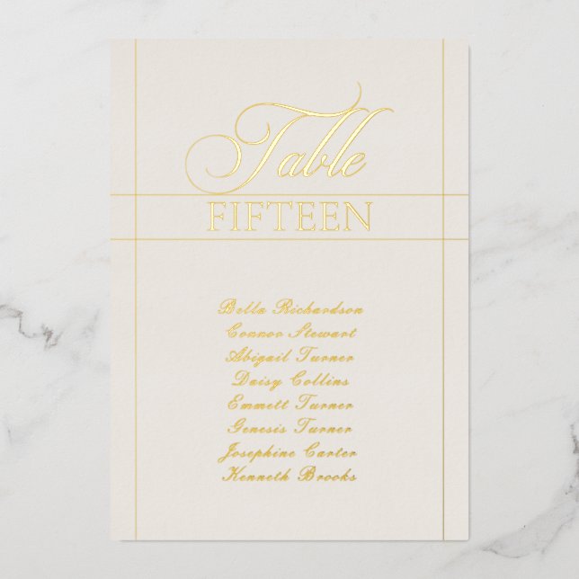 Classic Ivory Border Wedding Table Number Sign (Front)