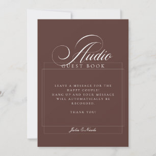 Classic Ivory Brown Audio Guest Book Wedding Sign Invitation