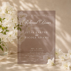 Classic Ivory Brown Calligraphy Rehearsal Dinner Acrylic Invitations