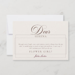 Classic Ivory Brown Flower Girl Proposal Cards