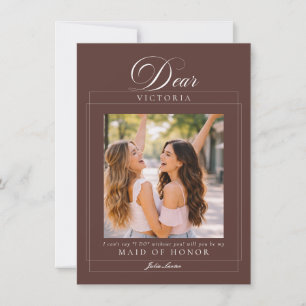 Classic Ivory Brown Maid of Honour Proposal Card