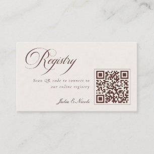 Classic Ivory Brown QR Code Wedding Registry Enclosure Card
