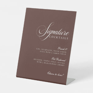 Classic Ivory Brown Signature Drinks Wedding Sign