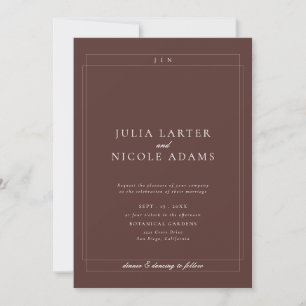Classic Ivory Brown Simple Minimalist Wedding Invitation