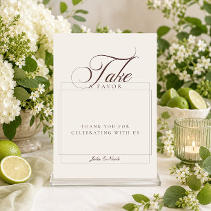 Classic Ivory Brown Take A favour Wedding Sign Invitation