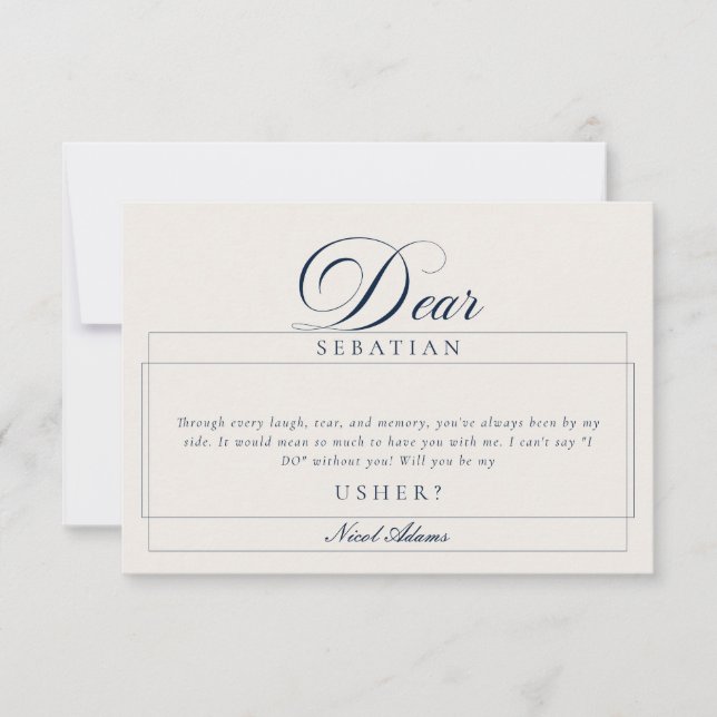 Classic Ivory Brown Usher Wedding Proposal Cards (Front)