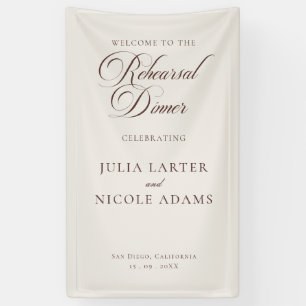 Classic Ivory Brown Wedding Rehearsal Dinner Banner