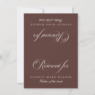 Classic Ivory Brown Wedding Reserved Table Card