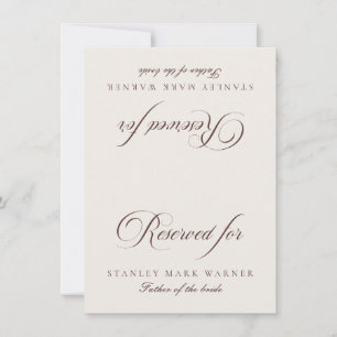 Classic Ivory Brown Wedding Reserved Table Card