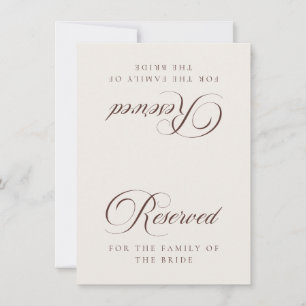 Classic Ivory Brown Wedding Reserved TableTop Sign Invitation
