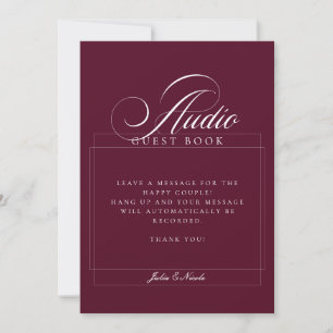 Classic Ivory Burgundy Audio Guest Book Sign Invitation