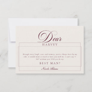 Classic Ivory Burgundy Best Man Proposal Cards