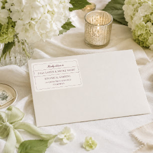Classic Ivory Burgundy Calligraphy Address Labels