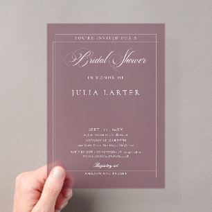 Classic Ivory Burgundy Calligraphy Bridal Shower Acrylic Invitations